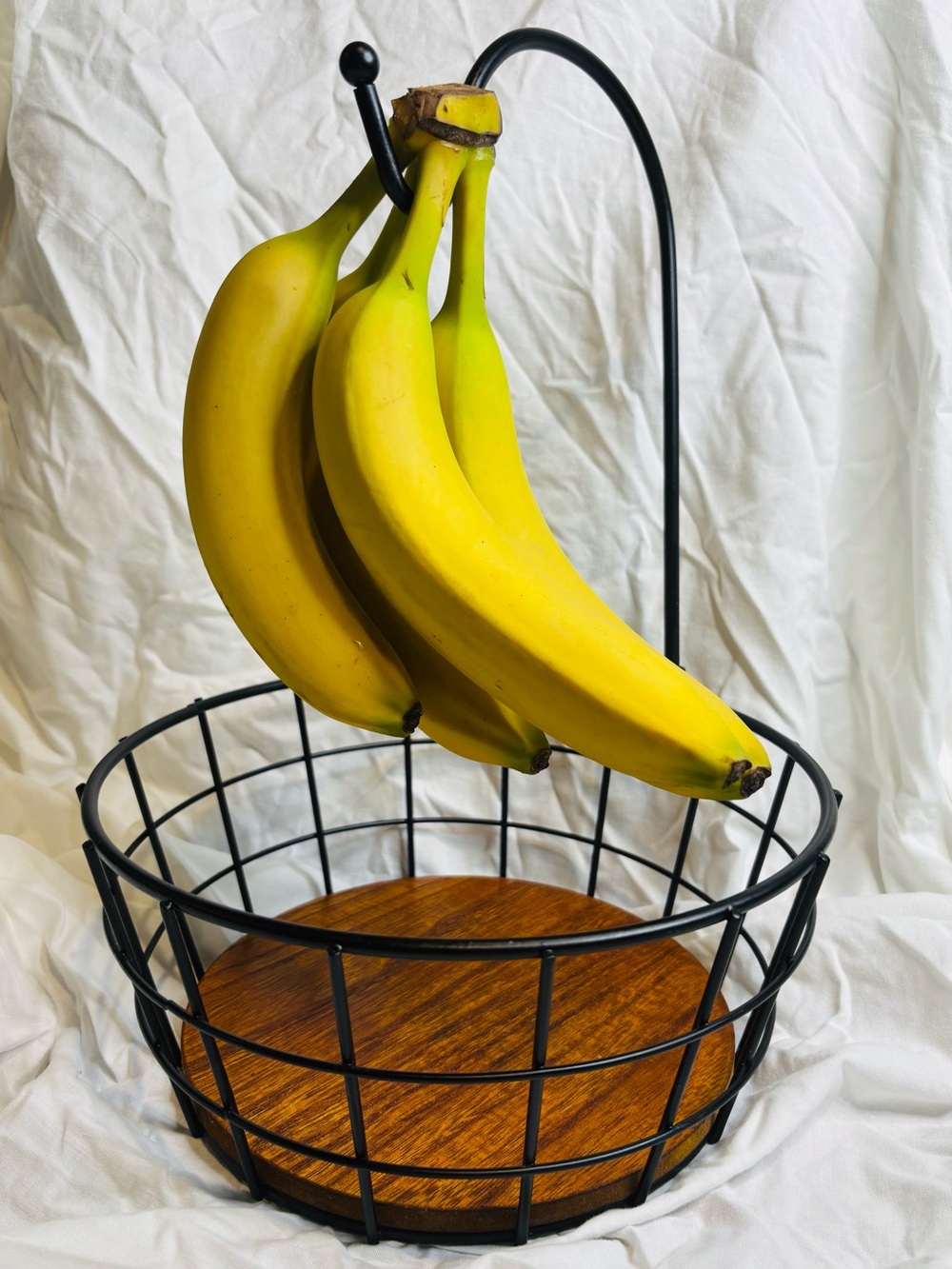 Wire and Wood Hanging Fruit Basket